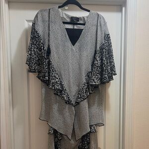 Spencer Alexis Elegant Black and White Patterned 2 Piece Dress